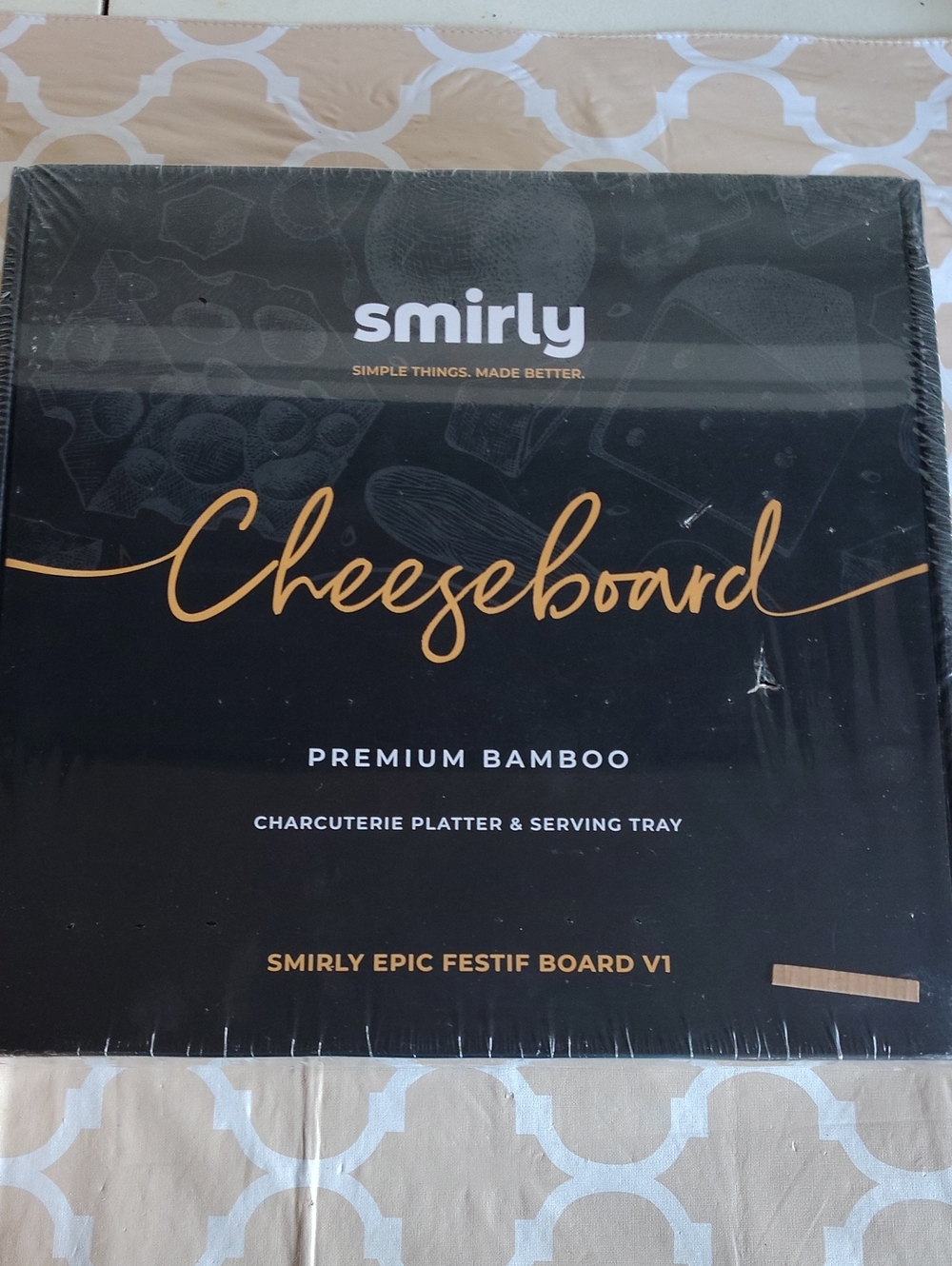 SMIRLY Bamboo Charcuterie Cheese Board Set with Utensils & Fruit Tray NIB